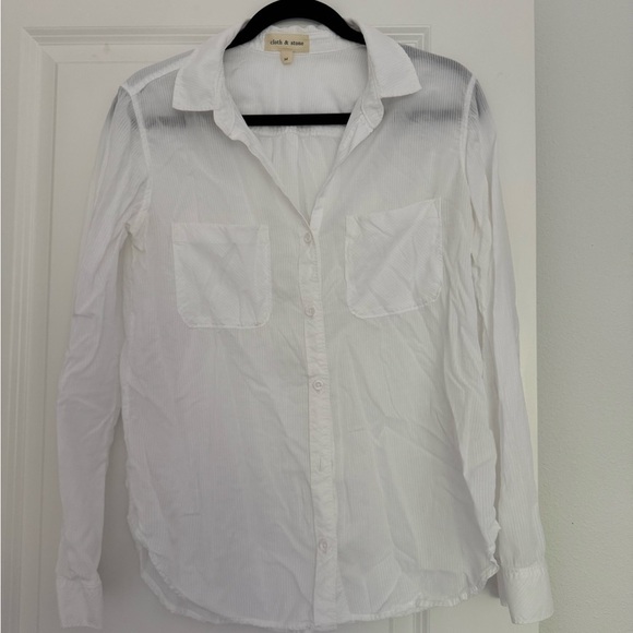 Anthropologie Cloth & Stone women’s white button down shirt top blouse medium - Picture 1 of 4